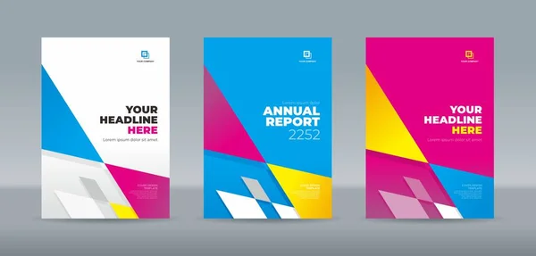 stock vector Random modern cyan, magenta and cyan triangles cover template for annual report, magazine, booklet, portfolio, proposal