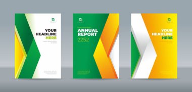 Geleneksel rapor, dergi, kitapçık, teklif, portföy, broşür, poster için modern basit katlanmış sarı kurdele kapağı şablonu