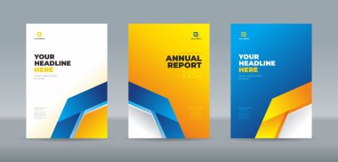Geleneksel rapor, dergi, kitapçık, teklif, portföy, broşür, poster için modern basit katlanmış mavi kurdele kapağı şablonu