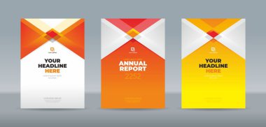 Modern kare ve üçgen şekilli kırmızı turuncu ve beyaz temalı kitap kapağı yıllık rapor, dergi, kitapçık, teklif, broşür, poster, şirket profili