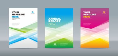 Şeffaf cam cyan beyaz ve yeşil üçgen şekiller - Yıllık rapor, dergi, broşür, teklif, broşür, poster için modern basit kapak şablonu