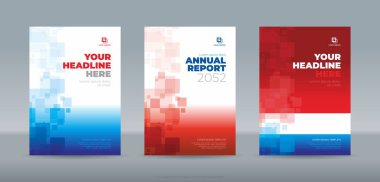 Parlak ve koyu mavi ve kırmızı arkaplan ile soyut saydam dikdörtgen - yıllık rapor, dergi, broşür, teklif, portföy, poster için kapak şablonu