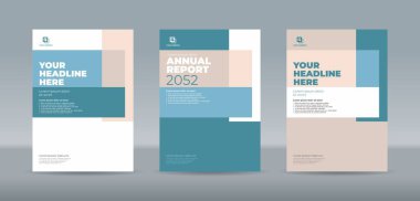 Yeşil toska üzerinde soyut rastgele dikdörtgen çubuklar, açık kahverengi ve beyaz arkaplan. Yıllık rapor, dergi, kitapçık, teklif, portföy, broşür, poster için A4 boyutlu kitap kapağı şablonu