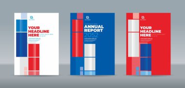 Beyaz, mavi ve turuncu arkaplanlı soyut saydam dikdörtgen. Yıllık rapor, dergi, kitapçık, teklif, portföy, broşür, poster için A4 boyutlu kitap kapağı şablonu