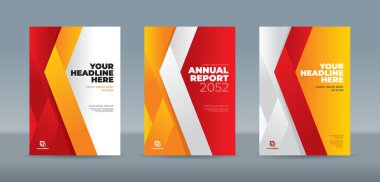 Kırmızı, turuncu, sarı, beyaz arka planda modern katlanmış kurdeleler. Yıllık rapor, dergi, kitapçık, teklif, portföy, broşür, poster için A4 boyutlu kitap kapağı şablonu