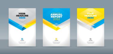 Beyaz arka planda Cyan, sarı ve beyaz renkli prizma. Yıllık rapor, dergi, kitapçık, teklif, portföy, broşür, poster için A4 boyutlu kitap kapağı şablonu