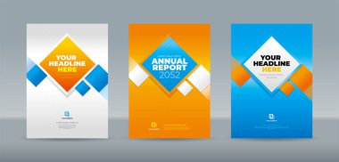 Derecelendirme arka planında beyaz turuncu ve Cyan soyut dikdörtgenleri. Yıllık rapor, dergi, kitapçık, teklif, portföy, broşür, poster için A4 boyutlu kitap kapağı şablonu