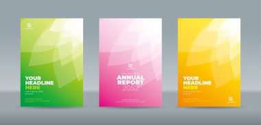 Yeşil pembe turuncu renklendirme arka planında saydam beyaz çiçek yaprakları. Yıllık rapor, dergi, kitapçık, teklif, portföy, broşür, poster için A4 boyutlu kitap kapağı şablonu