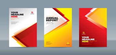 Beyaz sarı zemin üzerinde modern soyut rastgele saydam üçgen. Yıllık rapor, dergi, kitapçık, teklif, portföy, broşür, poster için A4 boyutlu kitap kapağı şablonu