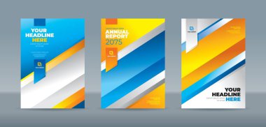 Beyaz arka planda çapraz prizma, sarı ve beyaz renkler. Yıllık rapor, dergi, kitapçık, teklif, portföy, broşür, poster için A4 boyutlu kitap kapağı şablonu