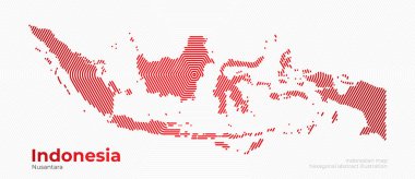 Endonezya haritasında merkezi başkentte olan bir altıgen çizgisi tasviri. Modern konsept tasarımı