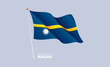 Bayrak direğinde Nauru bayrağı dalgalanıyor. Vektör 3 Boyut