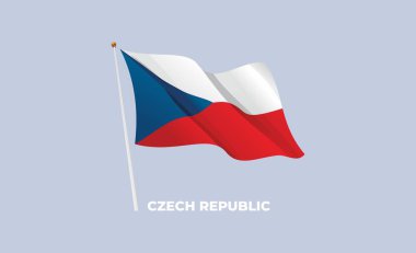 Bayrak direğine sallanan Çek bayrağı. Vektör 3 Boyut