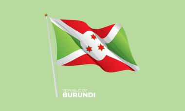 Bayrak direğine Burundi bayrağı sallıyor. Vektör 3 Boyut