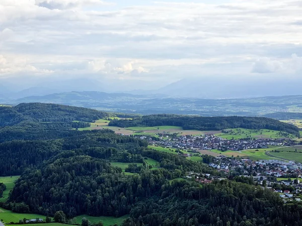 stock image Panorama of the countryside. Suburbs of Zurich. Summer background.