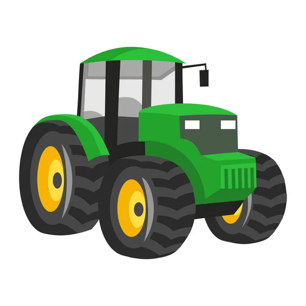 Zielony Ciągnik Białym Tle Obraz Wektorowy Rolnictwo Koncepcja Obszarów Wiejskich — Wektor stockowy