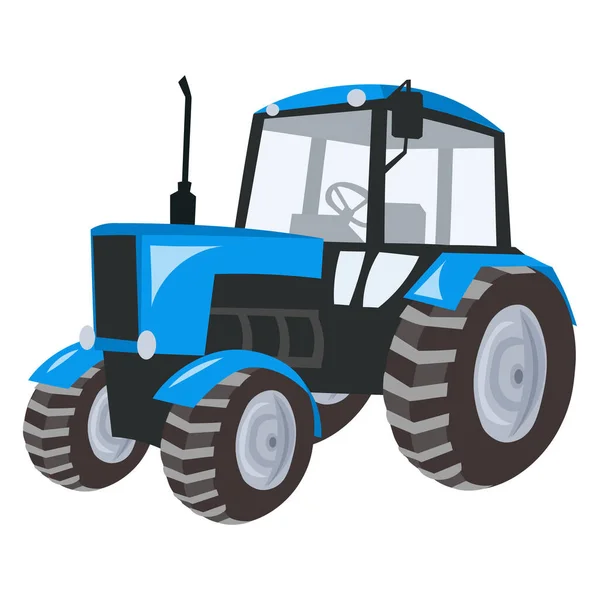 Modrý Traktor Bílém Pozadí Vektorový Obraz Koncept Zemědělství Venkova — Stockový vektor