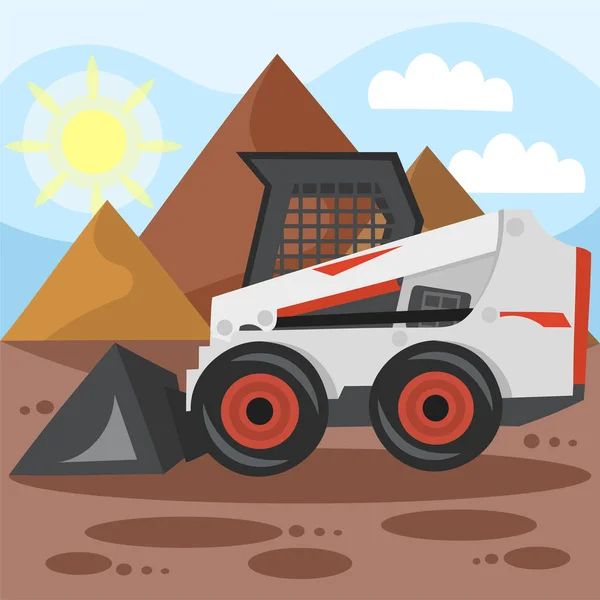 Bobcat Cargador Parcela Construcción Durante Trabajos Paisajismo Construcción Excavación Imagen — Vector de stock