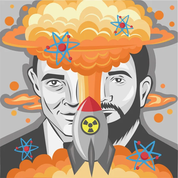 Creators Nuclear Bomb Nuclear Explosion Center Radioactive Molecules Abstract Vector — Stock Vector