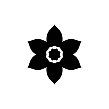 Narcissus çiçek sembolü için nergis çiçeği ikonu siluet vektörü. Düz biçimde izole edilmiş en iyi nergis simgesi vektörü.