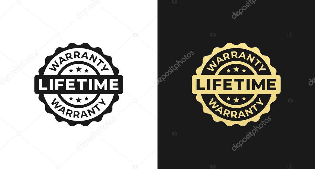Lifetime warranty stamp or Lifetime warranty label vector isolated in flat style. The best Lifetime warranty label vector isolated for design element. Lifetime warranty stamp design element.