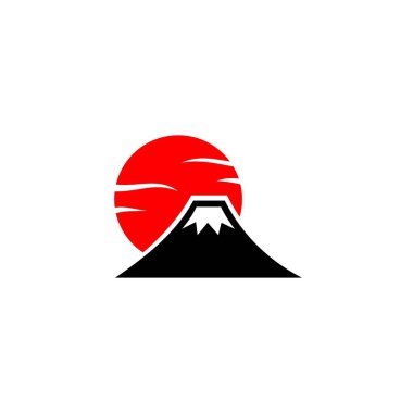 Fuji logosunu ya da Fuji ikon vektörünü beyaz arkaplanda izole edin. Fuji Dağı, Japonya 'nın bir yansıması. En iyi Fuji logosu zarif bir şekilde. Japonya hakkında içerik için Fujiyama Dağı logosu.