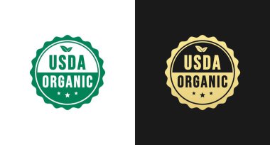 USDA Organik Logo veya USDA Organik Etiket Vektörü Düz Tarzda İzole Edildi. Ürün ambalaj tasarımı için en iyi USDA Organik logosu. Paketleme tasarımı ögesi için basit USDA Organik etiketi.