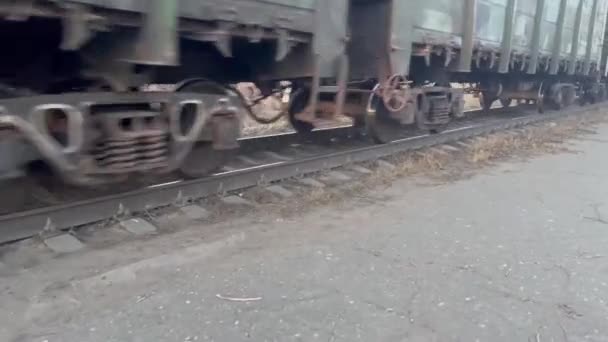 Ten Zapierający Dech Piersiach Film Pokazuje Wagony Towarowe Poruszające Się — Wideo stockowe