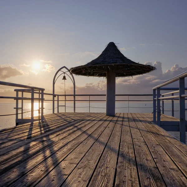 Закат Деревянный Пирс Море — стоковое фото