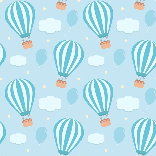 Sıcak hava balonları ile mavi pürüzsüz desen
