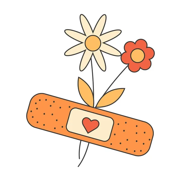 Ρετρό Μοδάτο Αυτοκόλλητο Του Λουλούδι Αυτοκόλλητο Patch Μοντέρνο Ρετρό Στυλ — Διανυσματικό Αρχείο