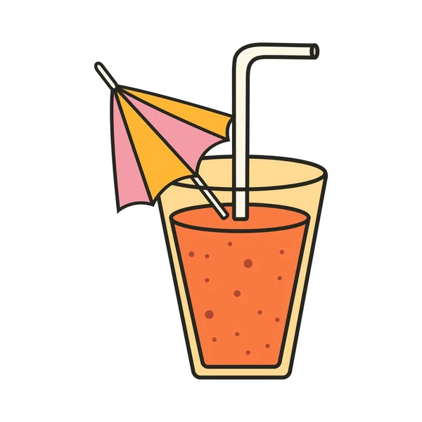 Cocktail Sticker Y2K Groovy Style Trendy Cartoon Retro Style — Stock Vector