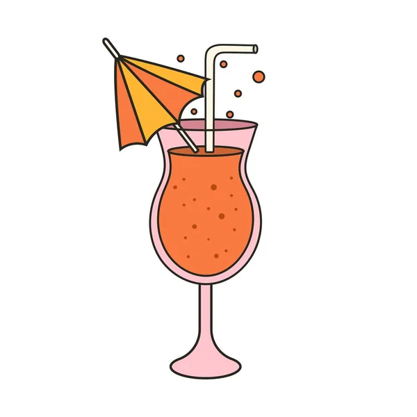 Leuke Cocktail Glazen Sticker Y2K Groovy Stijl Retro Trendy Cartoon — Stockvector