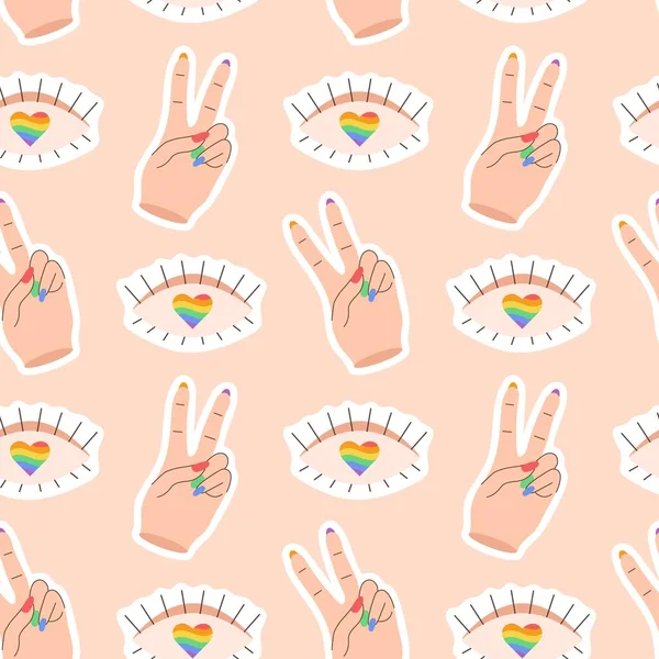 LGBTQ topluluk sembolleriyle kusursuz bir düzen. Gurur ayı. Retro moda tarzı