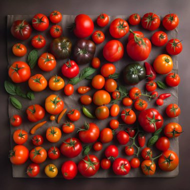 Taze domates, üstten görünüm