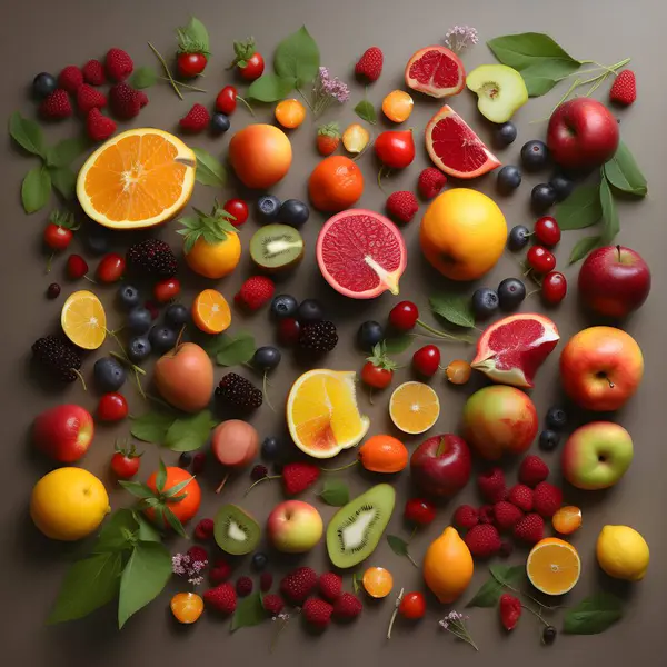 Set Bacche Diverse Frutti Maturi Sfondo Pietra Scura Vista Dall Foto Stock Royalty Free
