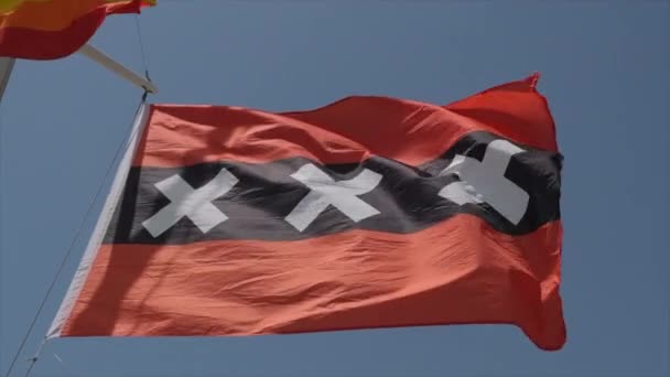 Bandera Xxx Ondeando Viento Día Soleado Cámara Lenta Imágenes Alta — Vídeos de Stock