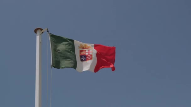 Bandiera Delle Repubbliche Marittime Italiane Che Sventolano Nel Vento Nella — Video Stock