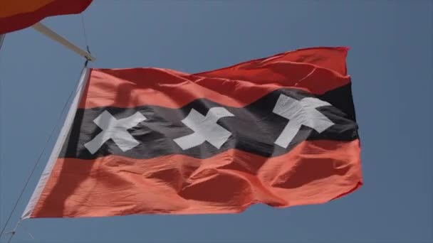 Flag Xxx Waving Wind Sunny Day Slow Motion High Quality — Stock Video