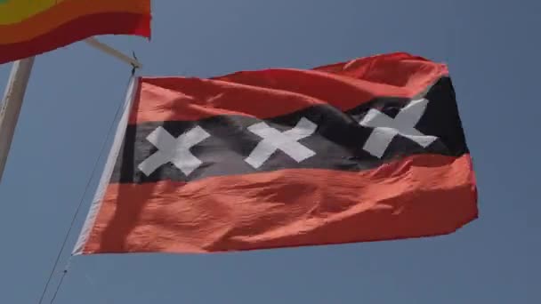 Bandera Xxx Ondeando Viento Día Soleado Cámara Lenta Imágenes Alta — Vídeo de stock