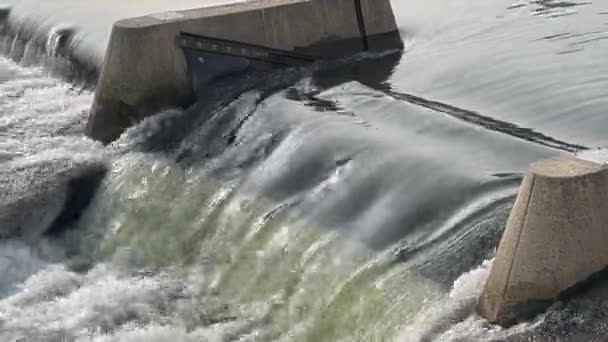 Esclusa Agua Con Gran Caudal Del Río Turín Imágenes Alta — Vídeos de Stock