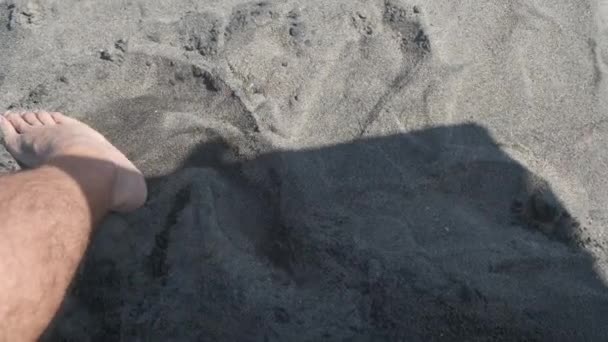 Pés Areia Preta Costa Lácio Praia Anzio Roma Itália Imagens — Vídeo de Stock