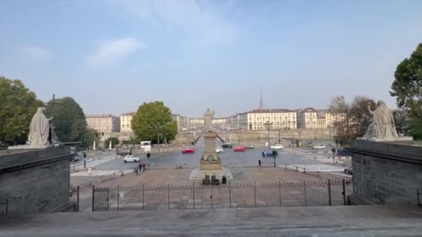 Torino Panorama Sulla Piazza Chiesa Della Gran Madre Dio Filmati — Video Stock