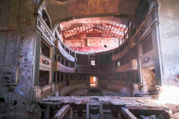 Panorama Palco Teatro Abandonado Foto Alta Qualidade — Fotografia de Stock