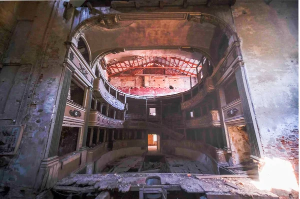 Panorama Palco Teatro Abandonado Foto Alta Qualidade — Fotografia de Stock