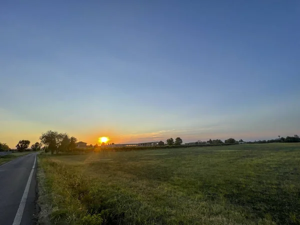 sunset on country road in Italy. High quality photo