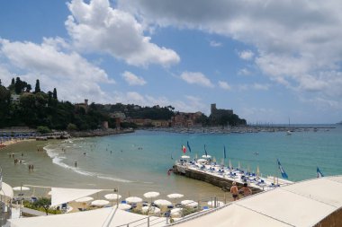 Lerici castle in Italy seen from the port in summer day. High quality photo