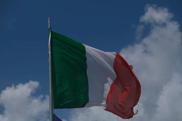 Italian Tricolor Flag Waving Wind Sunny Day High Quality Photo —  Fotos de Stock