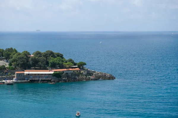 stock image gulf of Lerici in Liguria with moored boats panoramic view in sunny day. High quality photo