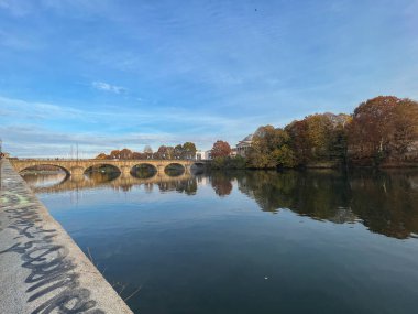 Turin panorama of the river Po at sunset. High quality photo